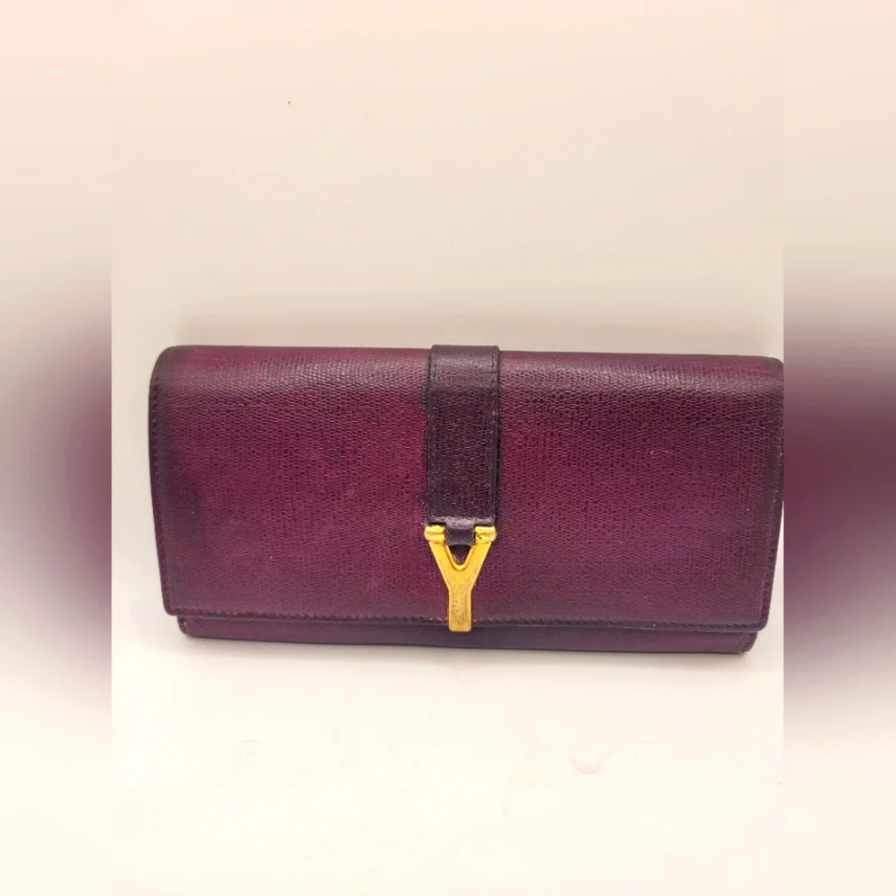Yves Saint Laurent Leather Purple Wallet - Picture 2 of 6
